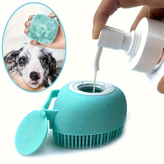 2-in-1 Silicone Pet Grooming Brush with Massage Balls - Gentle Bath & Massage Tool for Dogs and Cats
