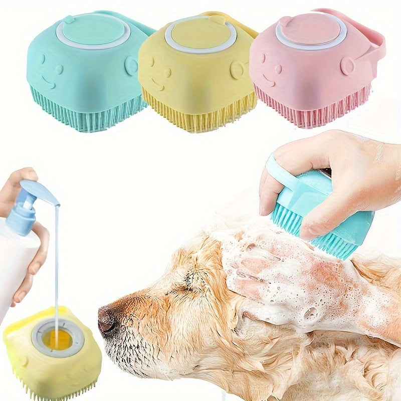 2-in-1 Silicone Pet Grooming Brush with Massage Balls - Gentle Bath & Massage Tool for Dogs and Cats