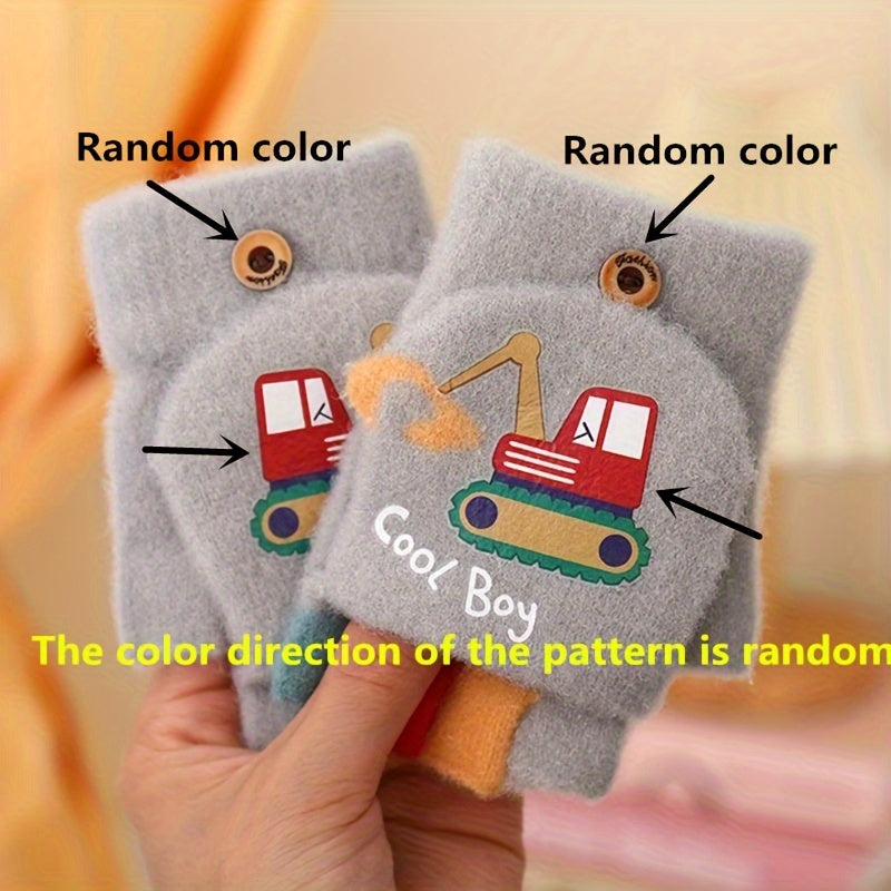 Cozy Boys' Flip-Top Fingerless Mittens