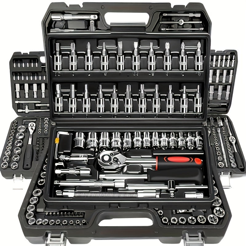 43pcs 1/4" Heavy-Duty Socket Set With Quick-Release Ratchet, Screwdriver Kit, And Extension For Manual Use On Automobiles And Trucks - Includes Durable Iron Construction,