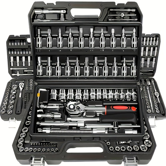 43pcs 1/4" Heavy-Duty Socket Set With Quick-Release Ratchet, Screwdriver Kit, And Extension For Manual Use On Automobiles And Trucks - Includes Durable Iron Construction,
