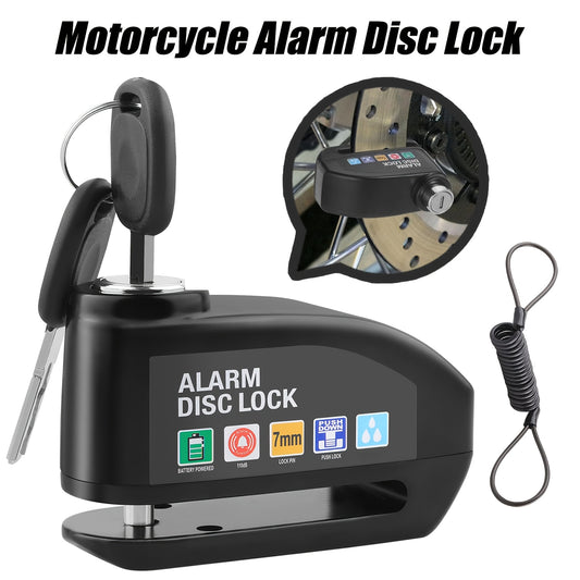 High Decibel Bike Lock, Premium Disc Brake Lock with Steel Cable | Vibration and Motion Sensor, Professional Anti-Theft Design, Easy-to-Use and Portable