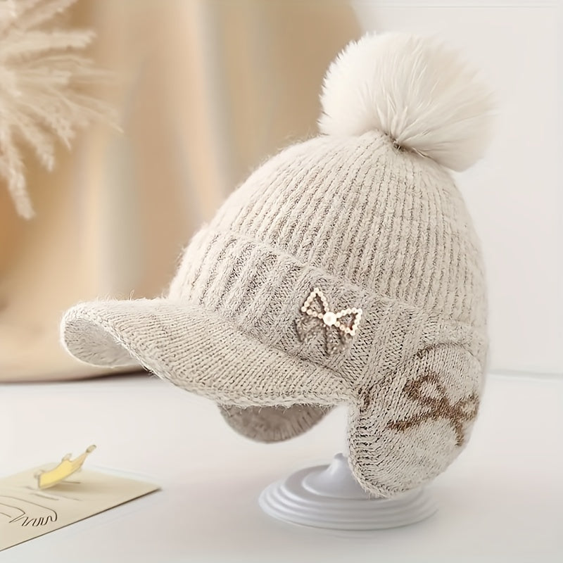 New Small Fragrant Pearl Butterfly Knot Hat for Autumn And Winter