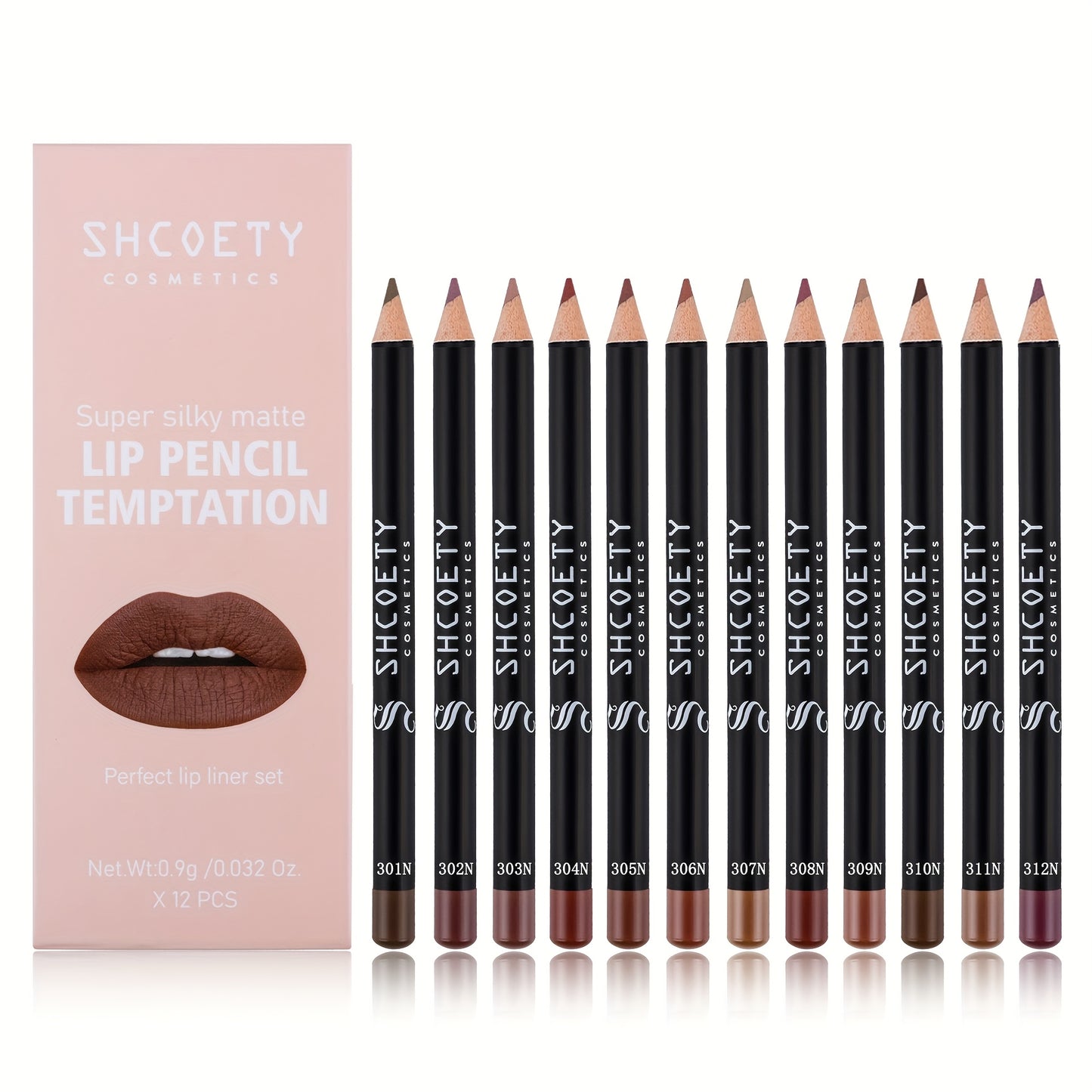 12 Colors Matte Lipstick Lip Liner Pen Set Nude Color Long-Lasting