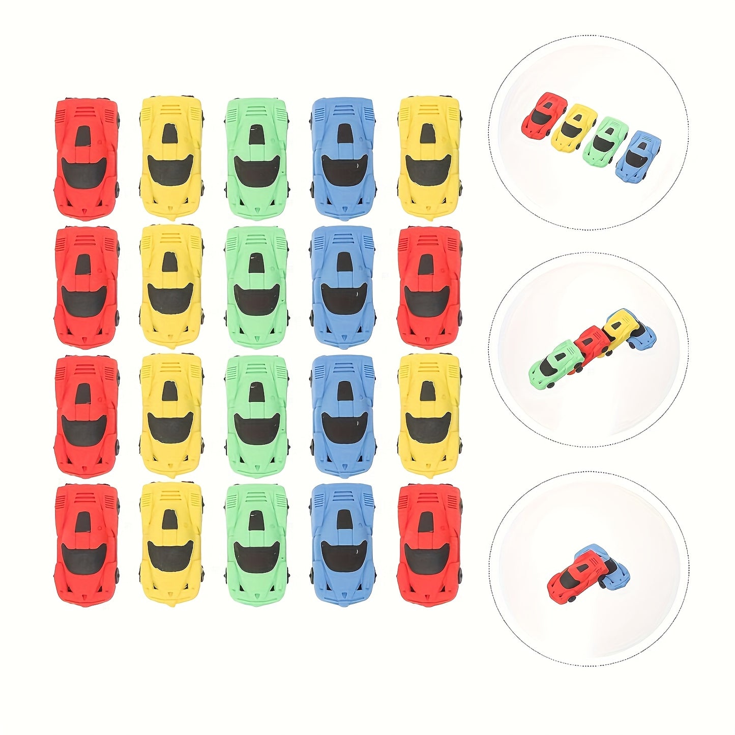 [4pcs Mini Racing Car Erasers] 4pcs Vibrant Mini Racing Car Erasers | Synthetic Rubber Pencil Erasers for Home, School, Classroom Rewards, Prizes, Gifts, and Fun Stationery, School Supplies | Quality Craftsmanship