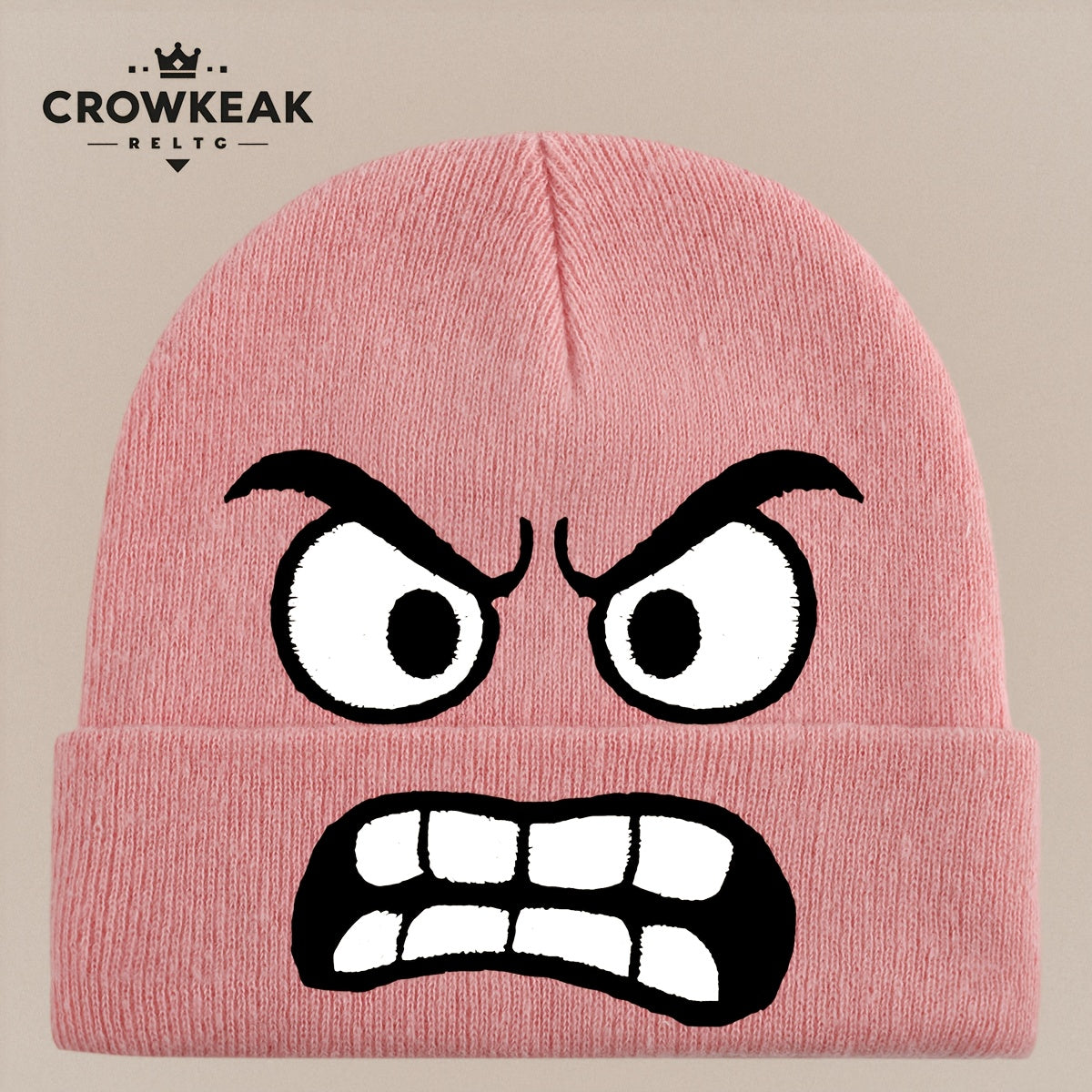Angry Face Print Winter Hat