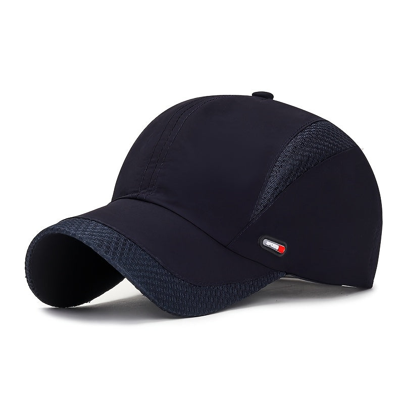 Men'S Breathable Mesh Baseball Cap - Black, Lightweight, Quick-Dry Polyester, Fashionable Outdoor Sports Hat with Adjustable Snap Closure, Multiple Color Options, Sports Cap|Fashionable Cap|Adjustable Closure