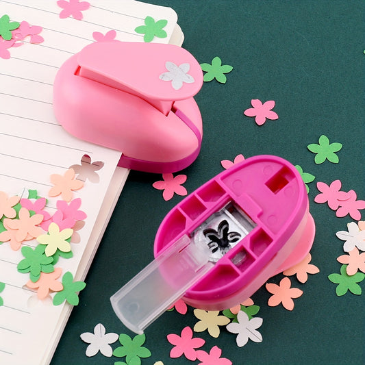 [1pc DIY Embossing] Pink 1pc DIY Embossing Machine | Educational Craft Tool with Flower & Butterfly Designs, Plastic/Metal, Ideal for Handmade Projects & School Activities for Youngsters