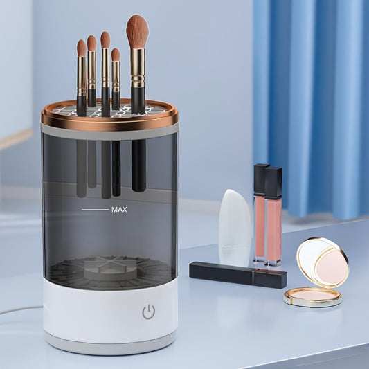 [1pc Electric Makeup Brush Cleaner] 1pc Portable Electric Makeup Brush Cleaner, ABS Material, with USB Plug, Rubberized Body, Automatic Quick Cleaning for Brushes, for Plastic Surfaces