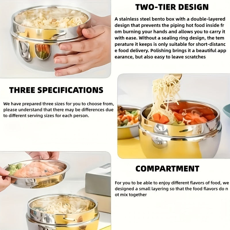 Stainless Steel Lunch Box – Insulated, Leakproof, Double-Layer