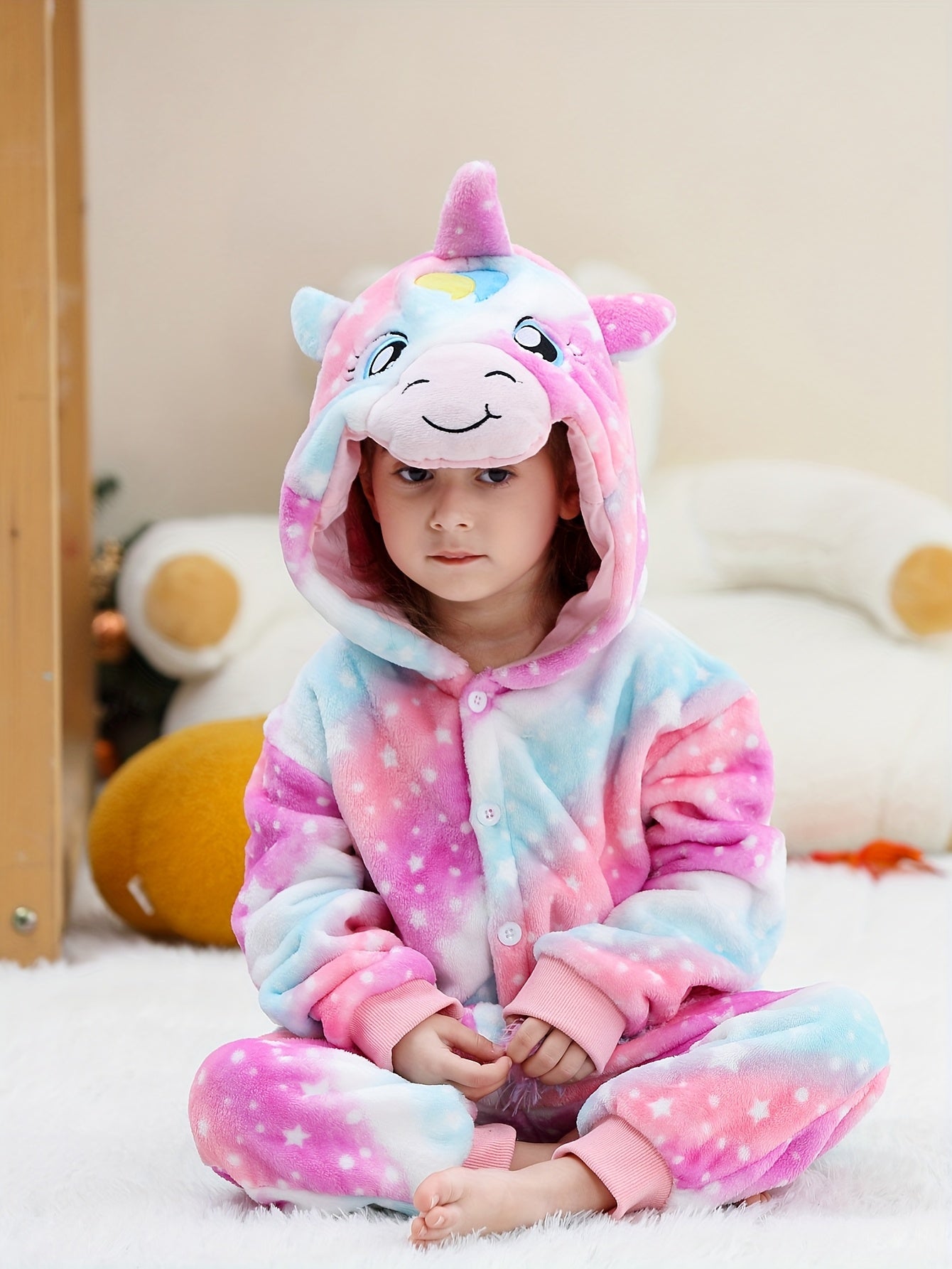 Animal Hooded Onesie Children's Flannel Clothing 4-12Y for Autumn and Winter