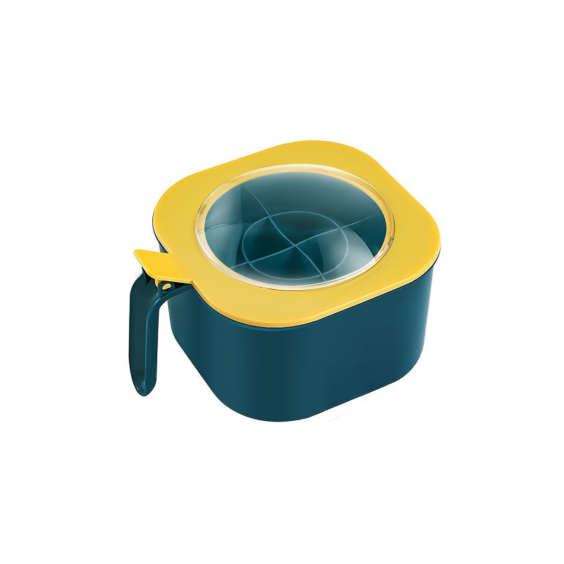 Large Capacity Spice Box with Lid and Spoon - Durable ABS Material, Four-Compartment Integrated Multi-Functional Kitchen Seasoning Container.