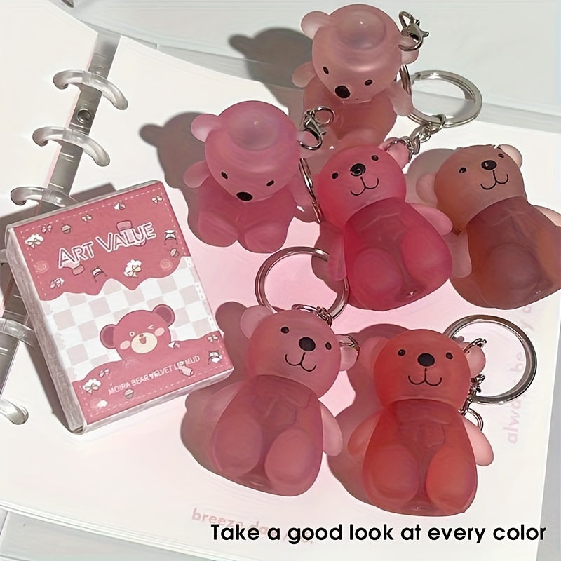 Six-color Bear Lip Glaze - Moisturizing, Matte, Waterproof, Long-lasting, Easy to Apply, Dark Red, Pink, Gift for Couples, Girlfriend