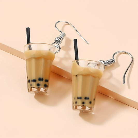 [Fashionable Pearl Tea Ear Accessories] Fashionable And Cute Cross-border Hot-selling Pearl Milk Tea Ear Hooks Earrings For Women, Korean Version Ins Style Ear Accessories