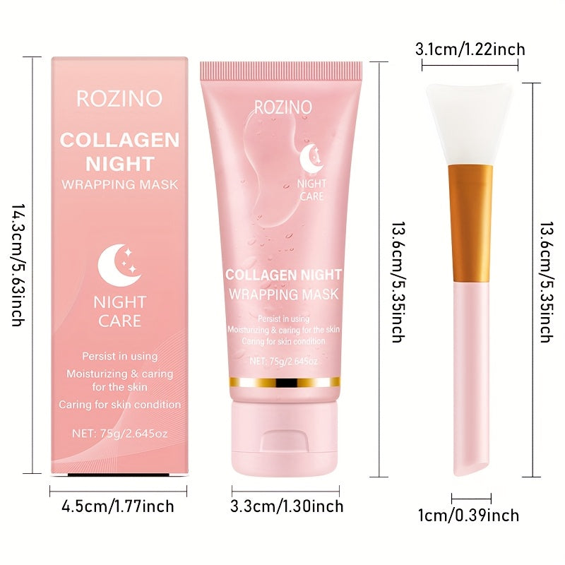ROZINO Collagen Night Care Mask - Intensive Firming & Hydrating Sleep Mask with Aloe Vera, Vitamin C & E - Moisturizes & Smooths Skin, Anti-Dryness Design for All Skin Types, Mask for Nighttime Use