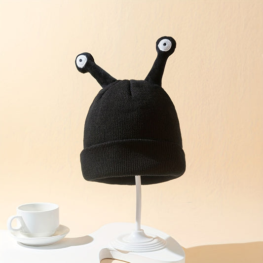 Funny Insect Anime Beanie With Ears Black Cartoon Halloween Skull Cap Thick Coldproof Warm Cuffed Beanies For Women Men Autumn & Winter