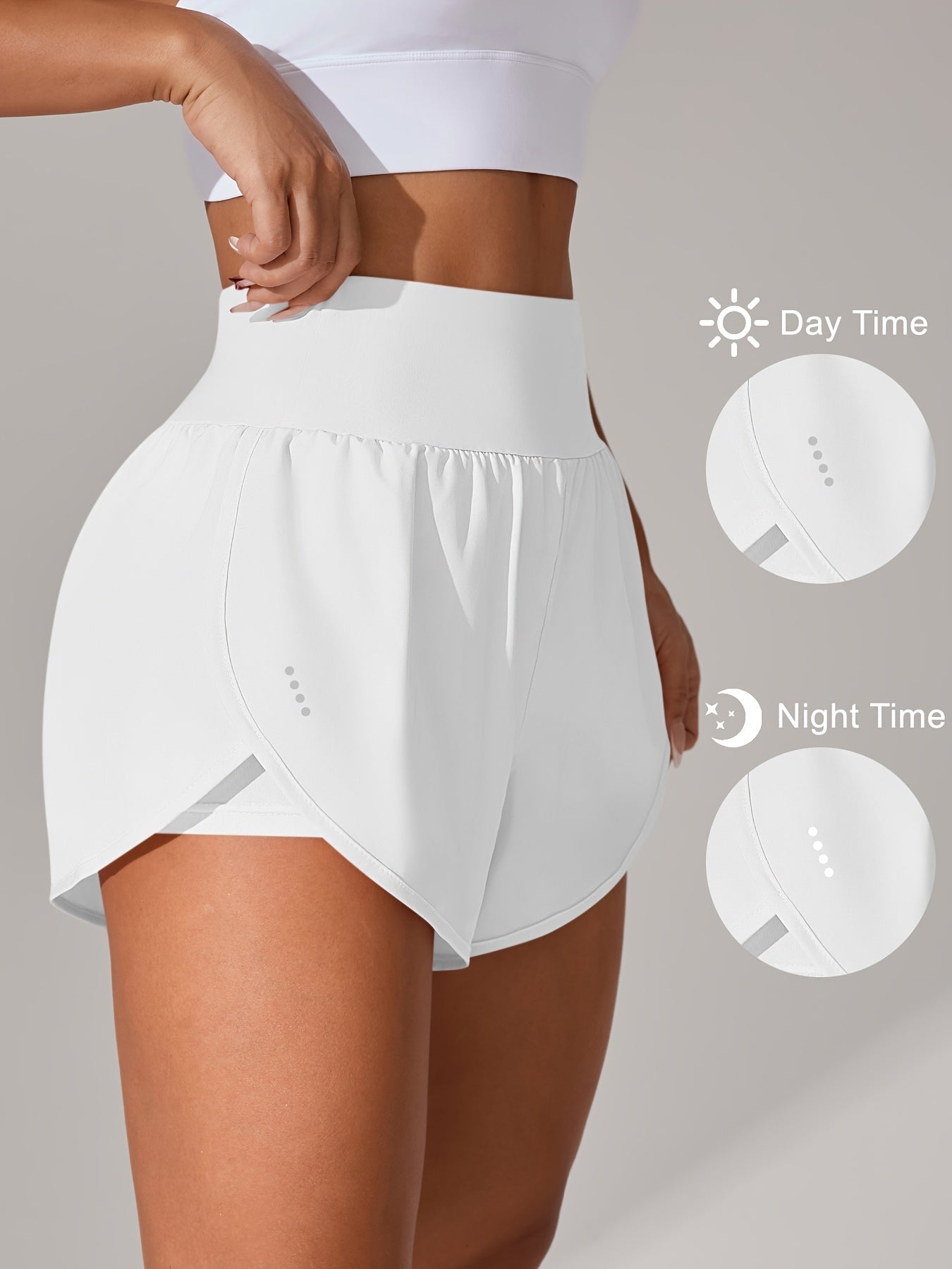 Light Blue High-Waisted Yoga Shorts with Ruffles