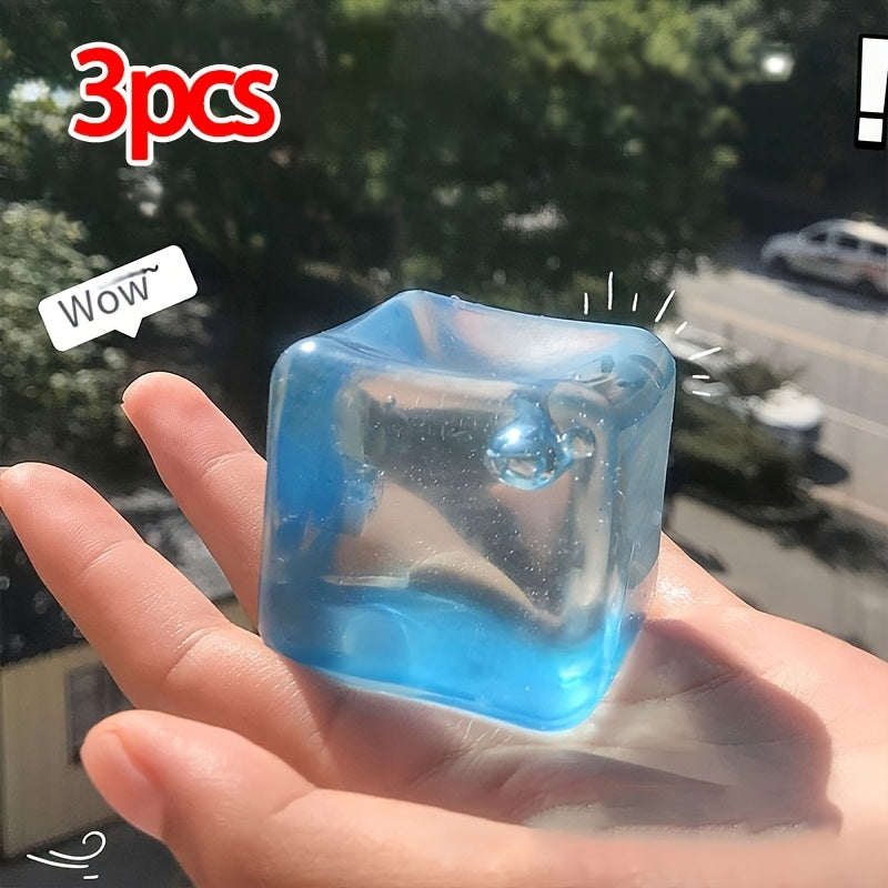 [Relaxing Squeeze & Pop] Relaxing Pop Sensation Squeeze & Pop Malt Ice Cubes - Transparent Sky Blue | Soothing Toy, Glossy Finish, Ideal for Unwinding
