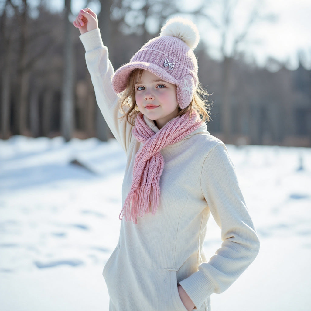 New Small Fragrant Pearl Butterfly Knot Hat for Autumn And Winter