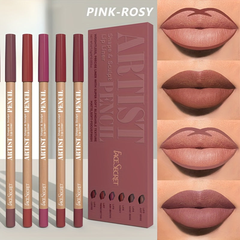 6pcs Velvet Matte Lip Liner Pencil.