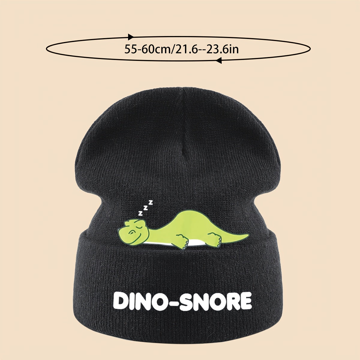 1pc Warm Dinosaur Skull Cap with Sleeping Dino & "DINO-SNORE