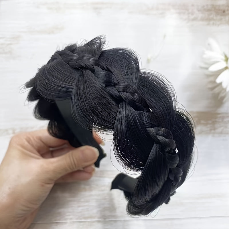 1pc Luxurious Handcrafted Wide Brim Braid Wig Headband - Exquisite, Realistic & Versatile - Ideal for Teens, Outdoor Parties, Cosplay & Gifts - Princess Fairy Style, Enchanting Photography Props
