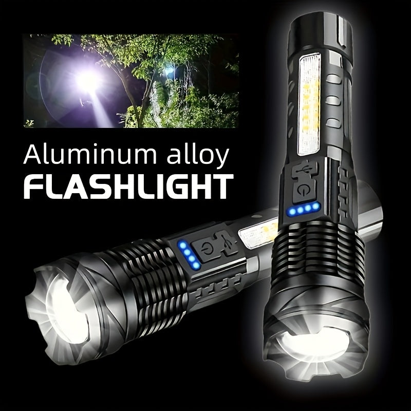Super Powerful 2600mAh, 2400mAh Rechargeable LED Torch - Portable USB-Powered Flood Light with Lithium Battery, Ideal for Outdoor Camping, Fishing, Hunting, Hiking & Emergency Situations