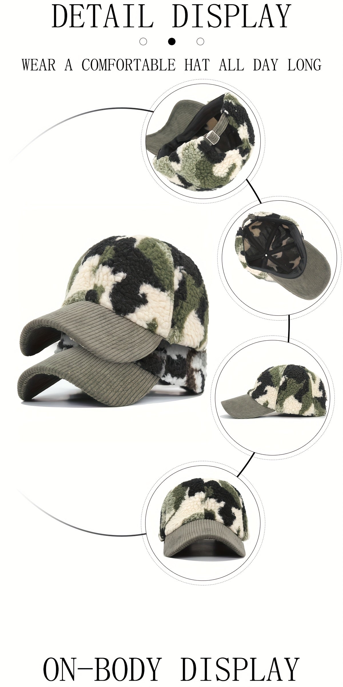Winter Camouflage Baseball Hat, Men's And Women's Fashion Lamb Feather Cap