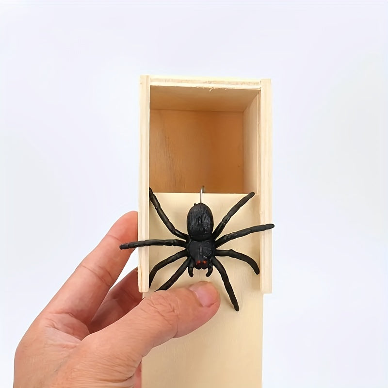 Handmade Wooden Spider Surprise Gift Box | 1pc | Wooden | Swingable, Reusable | Prank Toy | Birthdays, Christmas, April Fools' Day | Fun