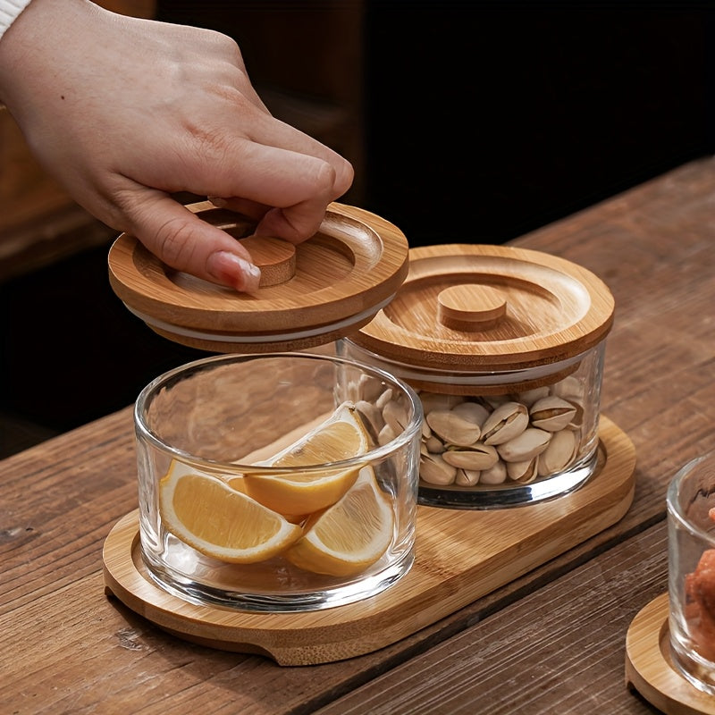 A Compartmentalized Fruit Platter with a Lid for Snacks, Nuts, And Tea Storage,