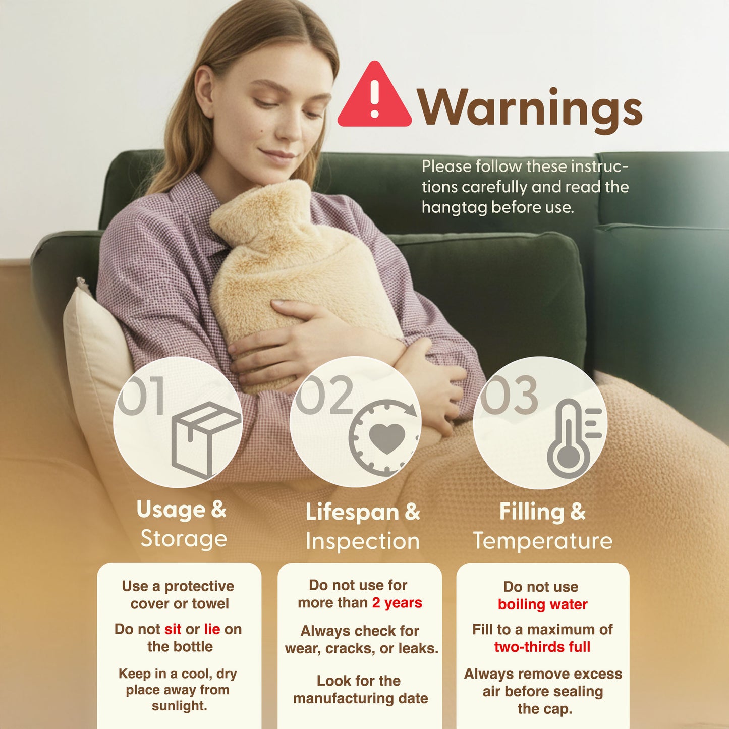 Cosy Hot Water Bottle with Plush Cover