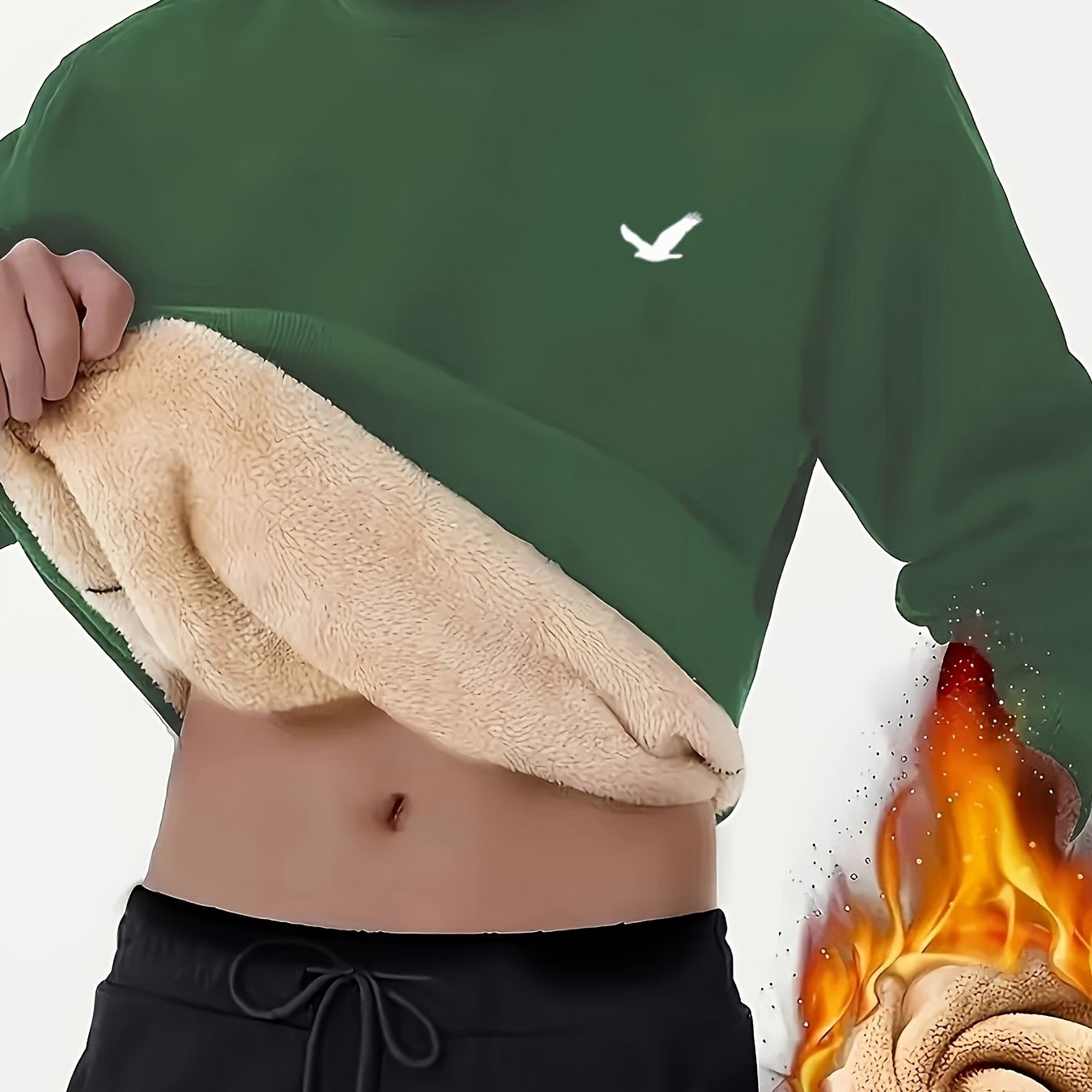 Men's Winter Fleece-Like Sweater Vest Jacket - Thickened Round Neck Long Sleeve Inner Layer, Machine Washable.