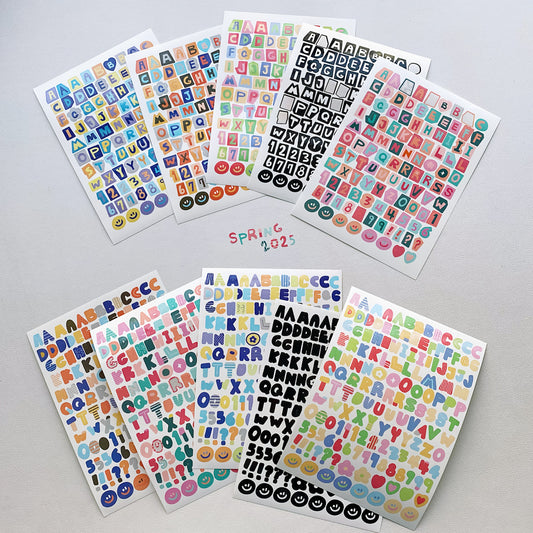 10 Sheets of Different Patterns Colorful Alphabet Stickers Number Stickers Hand Account Decoration Stickers Card Holder Decoration Stickers Photo Card Holder Decoration Stickers DIY Stickers Waterproof and Seamless