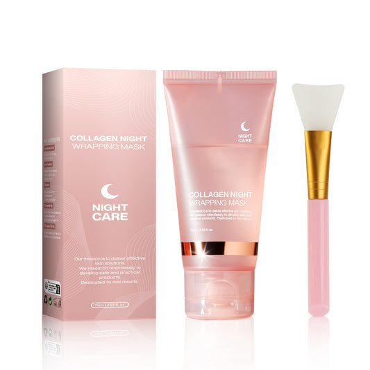1pc/2pcs Collagen Night Hydrating Mask, Contains Salicylic Acid, Urea and Niacinamide, Improves Pores, Moisturizes and Enhances Elasticity, Makes Skin Look Younger-75ml