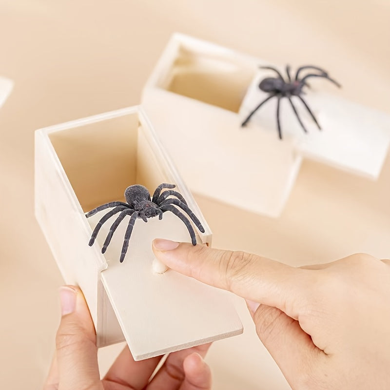 Handmade Wooden Spider Surprise Gift Box | 1pc | Wooden | Swingable, Reusable | Prank Toy | Birthdays, Christmas, April Fools' Day | Fun
