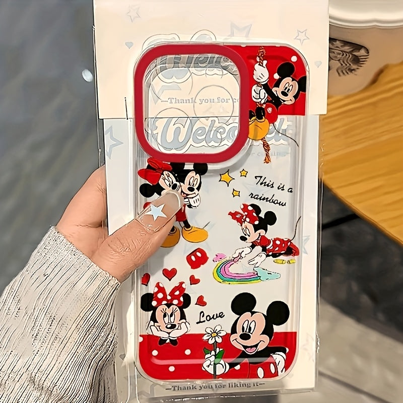 Disney Has Licensed a Transparent Phone Case Featuring a Red Minnie Mouse, Compatible with Iphone 16/15/14/13/12/11/XS/XR/X Plus Pro Max. This Cute And Stylish TPU Case Offers Full Coverage And Makes for an Ideal Gift.