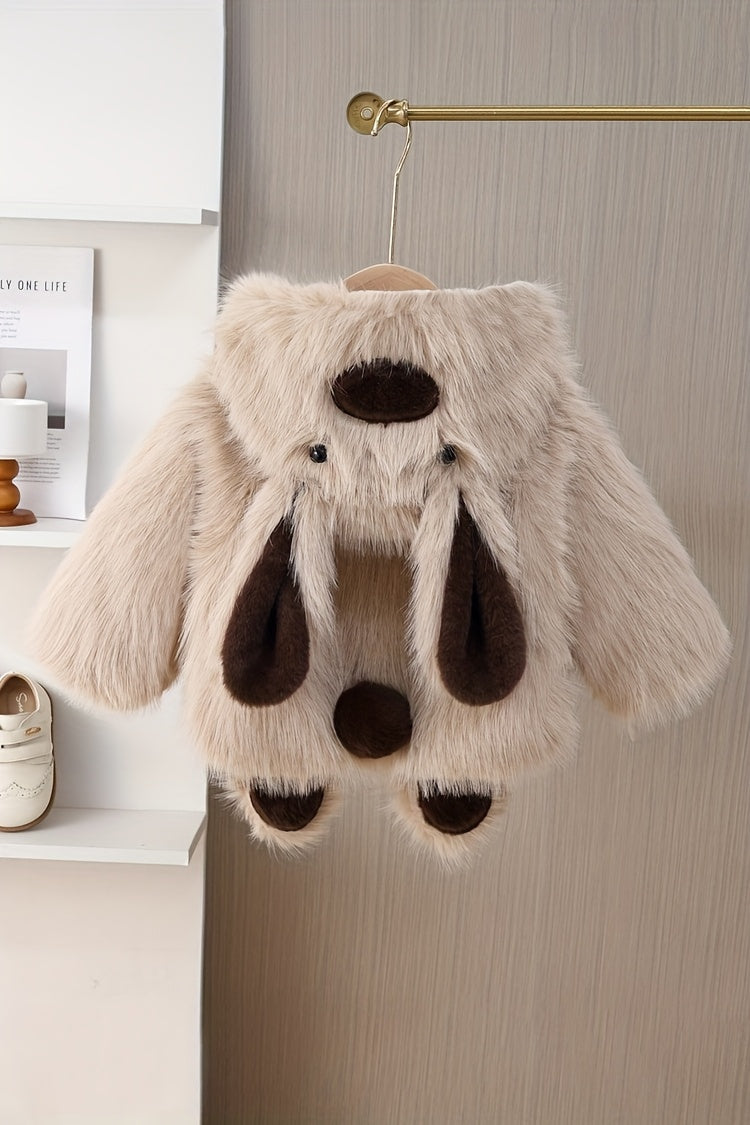 Girls' Winter Hooded Bear-Ear Coat Jacket with Plush Ears & Hood
