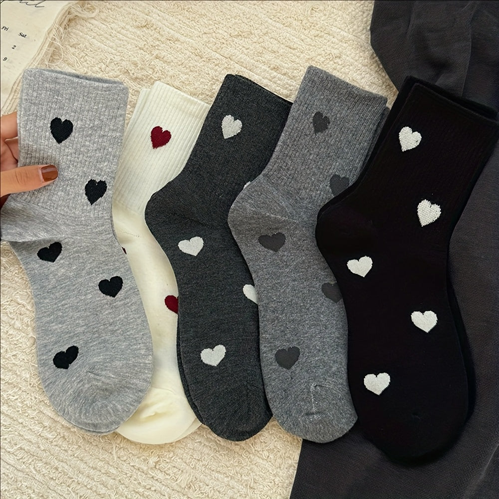 5-Pack Women's Heart-Print Thermal Winter Socks