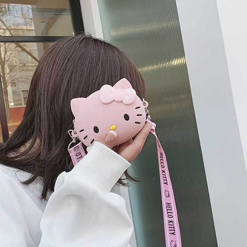 1pc Hello Kitty Bag] 1pc Hello Kitty Silicone Crossbody Bag. Cute Minimalist Lightweight Adjustable Strap0
