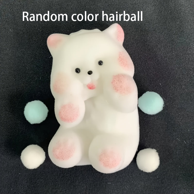 1pc Cuddly Soft Plush Puppy Toy - Slow Rebound, Stress Relief Squeeze Companion, Rubber Material, White with Pink Accents