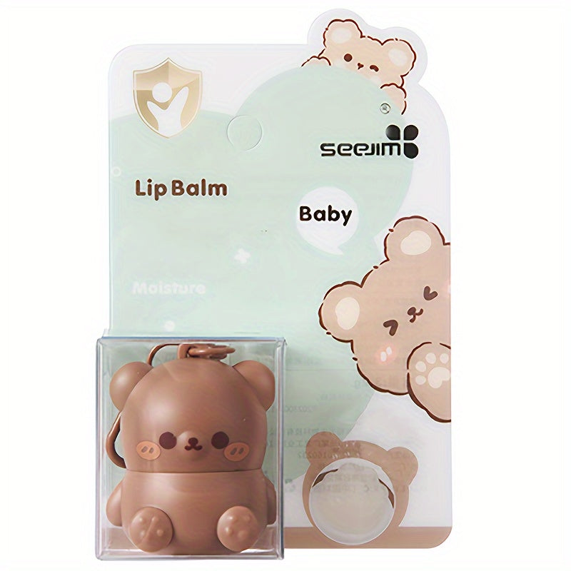 Hypoallergenic Lip Balm - Moisturizing, Soothing for Dry Lips | Cute Cartoon Bear Design, Glossy Finish, Unisex Adult