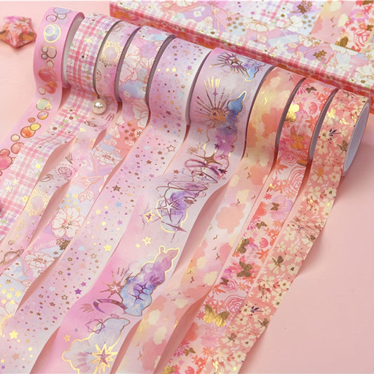 9 Rolls Golden Foil Washi Tape Set