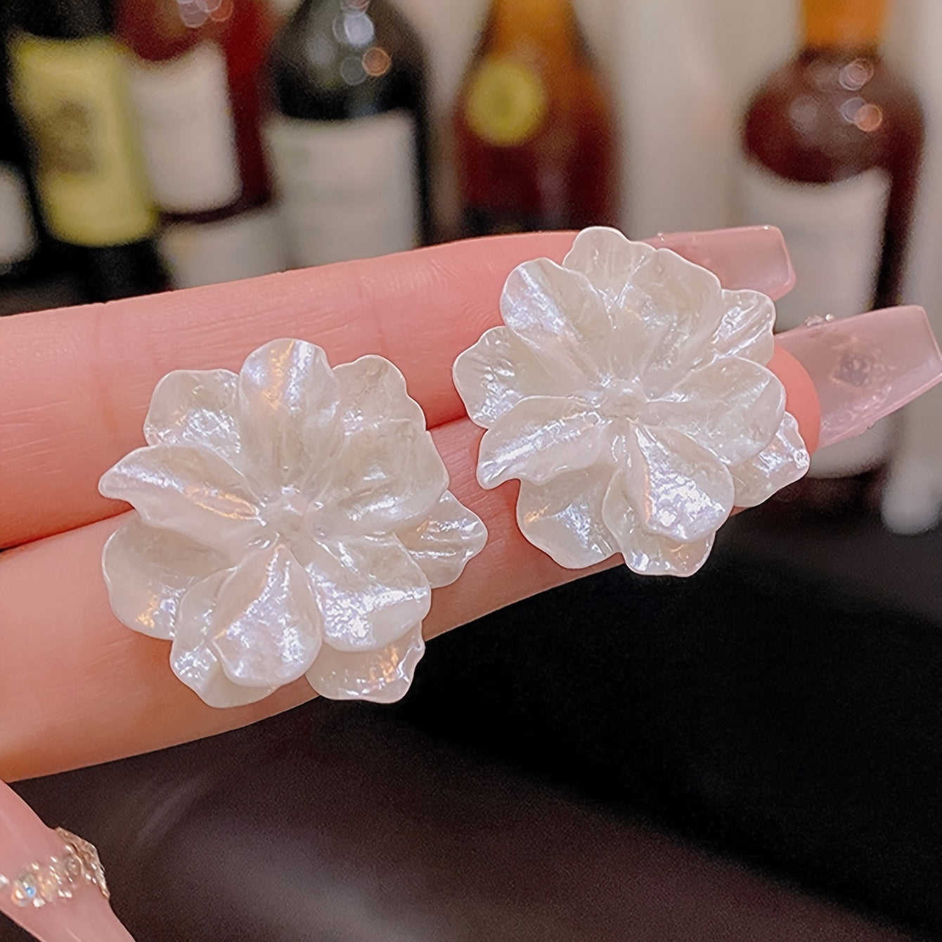 Elegant Floral Bloom Stud Earrings - Hypoallergenic Acrylic, Iron-Free Ear Needles, Perfect for Daily Wear, Parties, Weddings, Banquets, Business Events, and Leisure Activities - One Pair