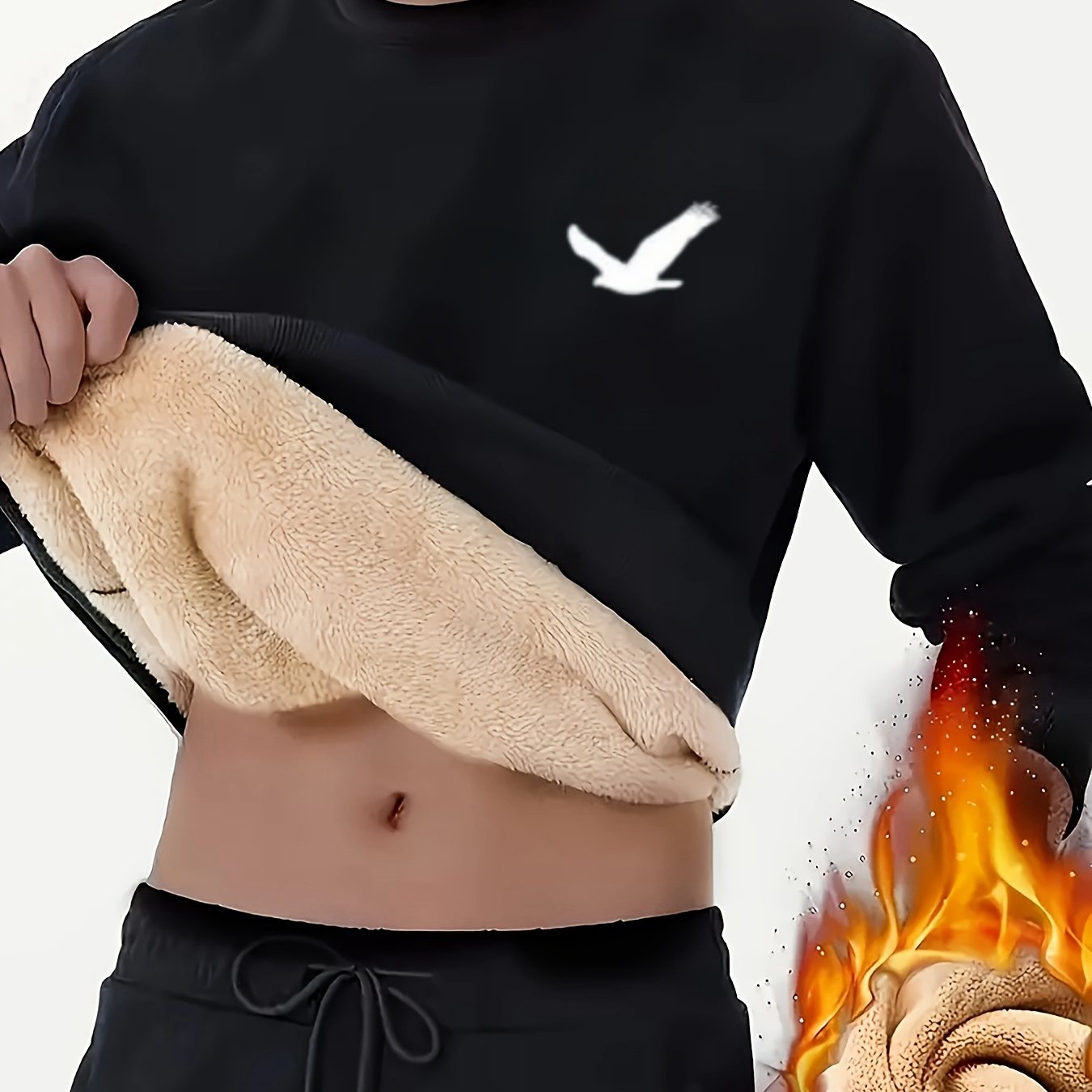 Men's Winter Fleece-Like Sweater Vest Jacket - Thickened Round Neck Long Sleeve Inner Layer, Machine Washable.