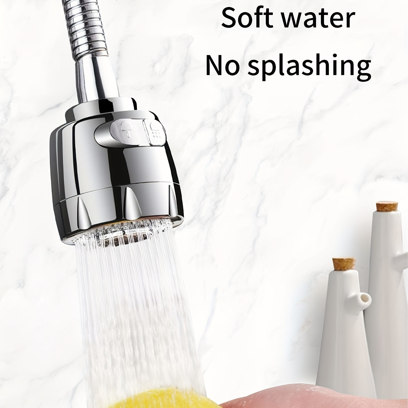 [Stainless Faucet] 1pc Stainless Steel 360° Swivel Kitchen Faucet Sprayer | 2-Speed Universal Sink Head with Splash-Proof Extension, Water Saving Household Tap Aerator, Single-Hole Deck Mount, Classic