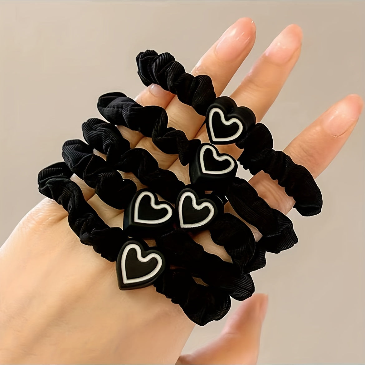 10pcs Cute Coffee Color Love Pendent Hair Rope | Elastic Rubber Hair Bands Hair Ties Bowknot Hair Accessories for Women