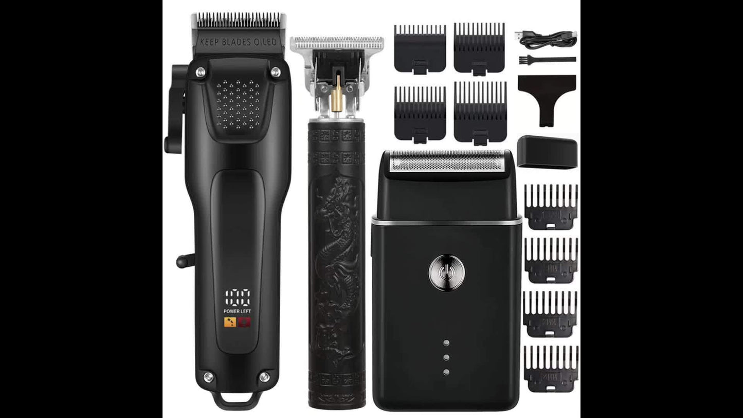 Men’s Grooming Kit: Clippers, Trimmer, Beard Styling Set