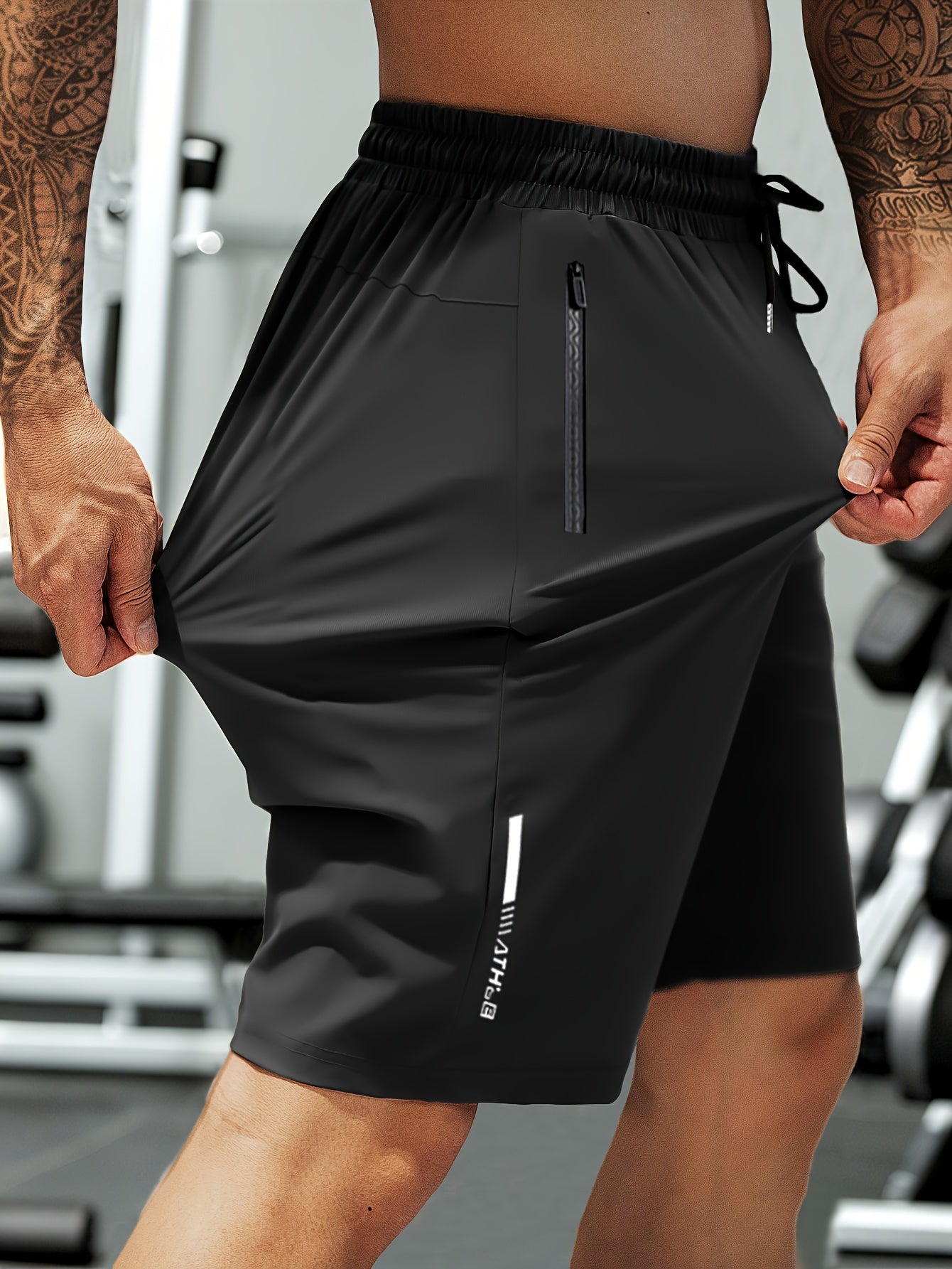 Men's Navy Drawstring Outdoor Shorts with Zippers