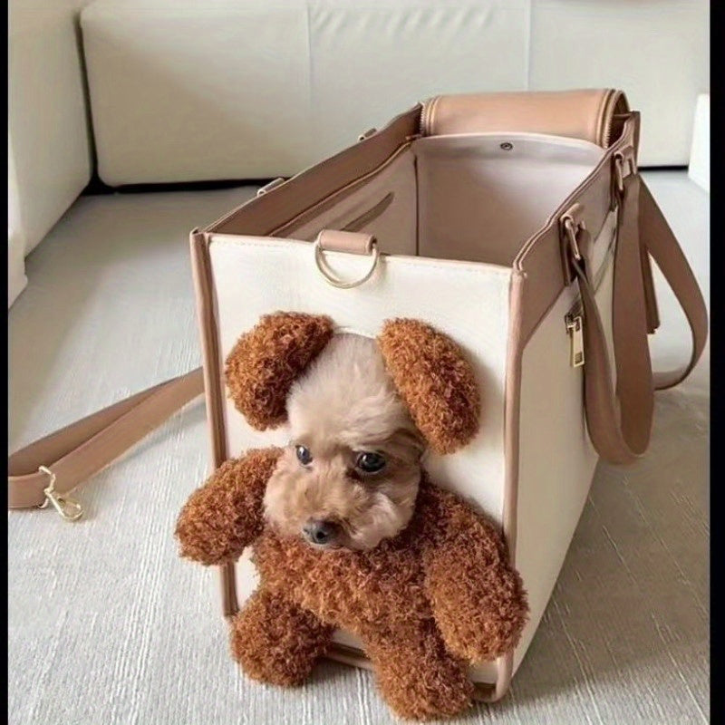 1pc Pet Go Out Large Capacity Bag Can Outcrop Bear Plush Cat Bag Shoulder Bag Small Dog Handbag Pet Bag