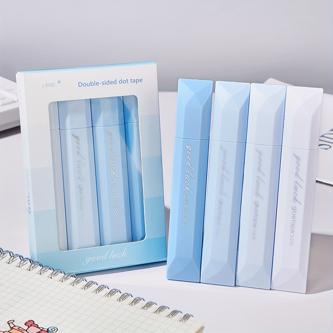 4pcs 360° Rotating Double-Sided Dot Glue pen Tape